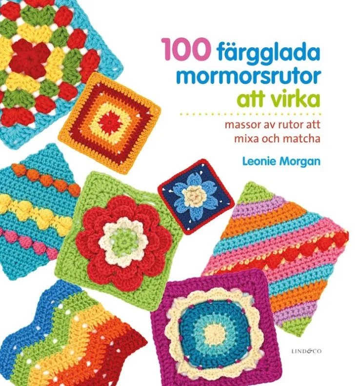 100 färgglada mormorsrutor att virka