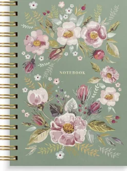 Anteckningsbok A5 blommor grön