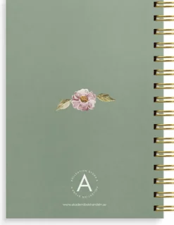 Anteckningsbok A5 blommor grön
