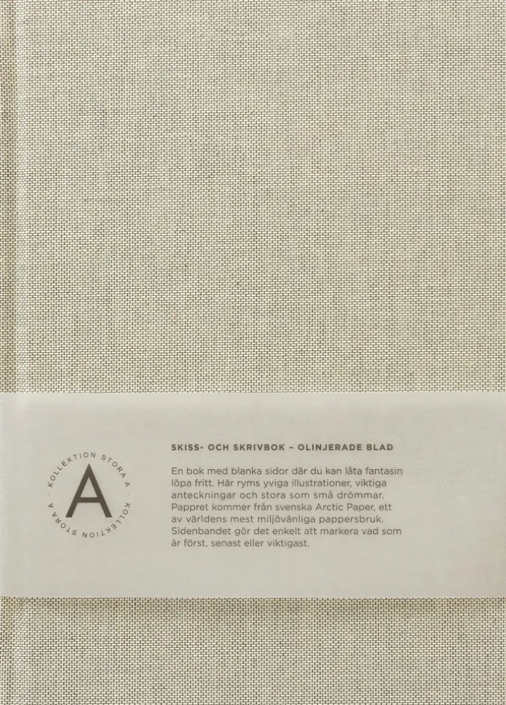 Anteckningsbok A5 olinjerad textil beige