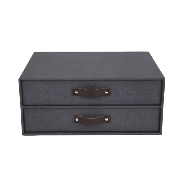 Box m 2 lådor Birger canvas svart