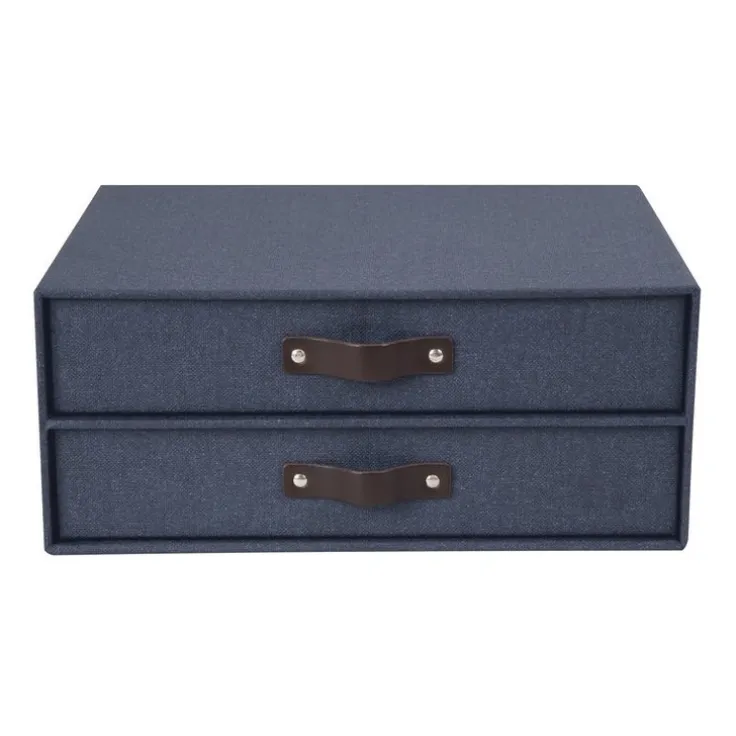 Box m 2 lådor Birger canvas blå