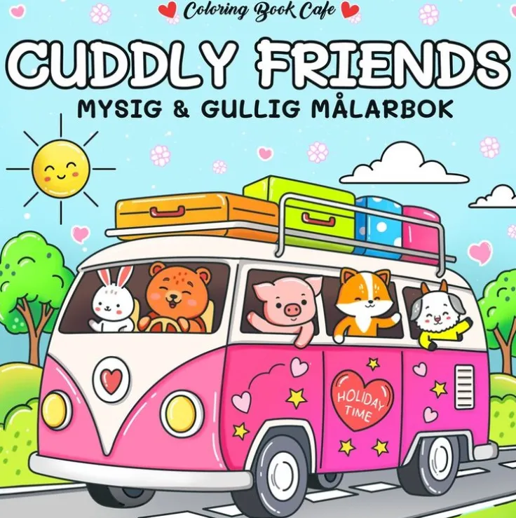 Cuddly Friends. Mysig och gullig Cozy Coloring målarbok från Coloring Book Cafe