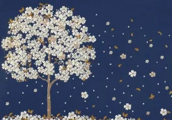 Dubbelvikta kort i Ask - Falling Blossoms