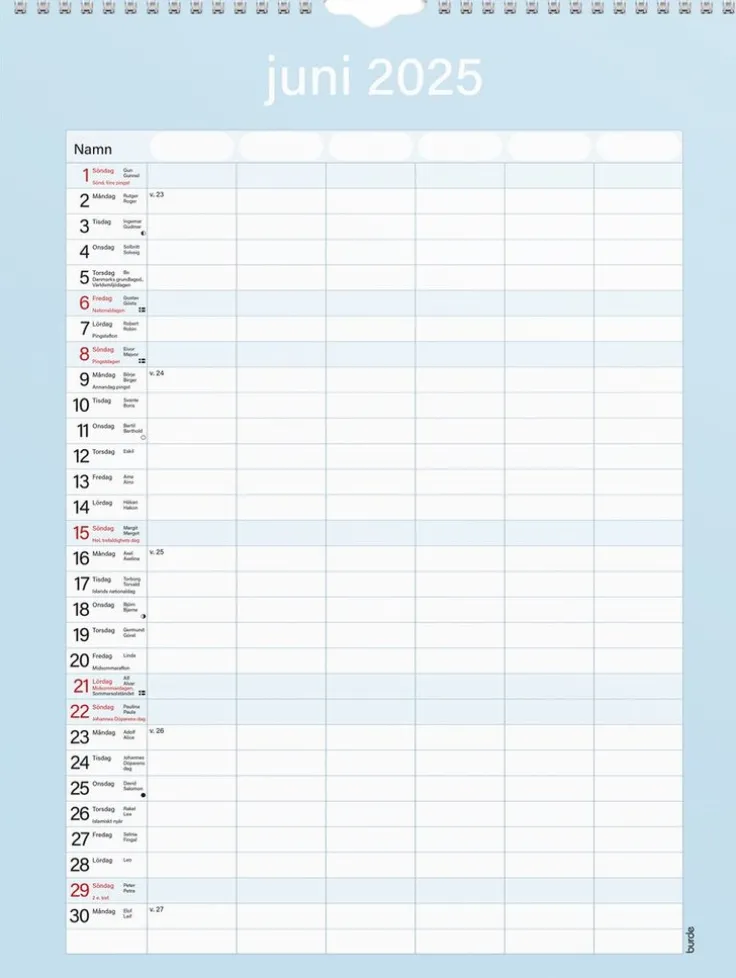 Familjekalender 2025 Praktisk