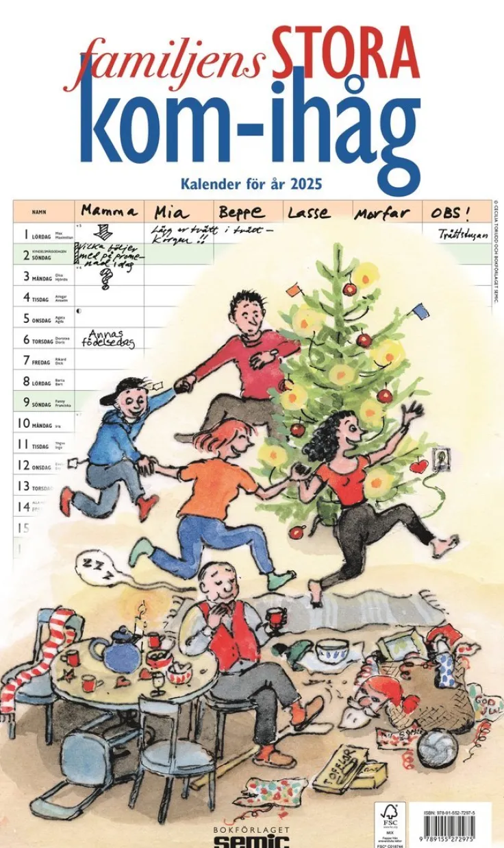 Familjens STORA kom-ihåg-kalender 2025