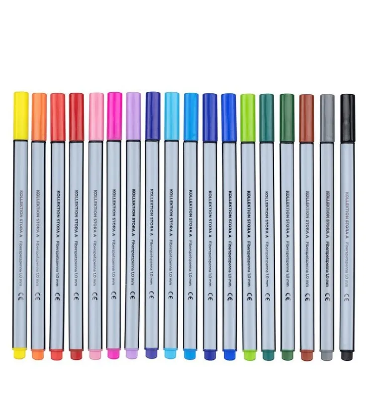 Fiberspetspenna 1,0mm 18 färger