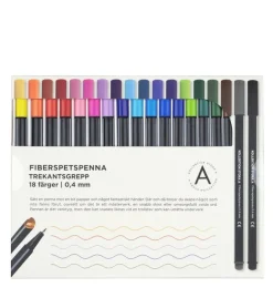 Fiberspetspenna 0,4mm 18 färger