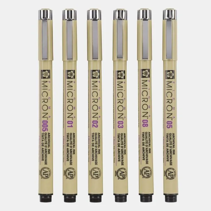 Fiberspetspenna Pigma Micron 6-pack svart