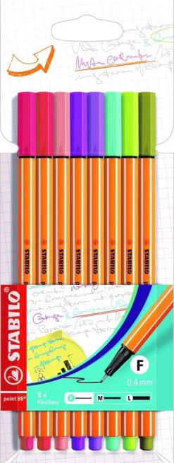 Fiberspetspenna Stabilo Point 88 8 pastellfärger trend
