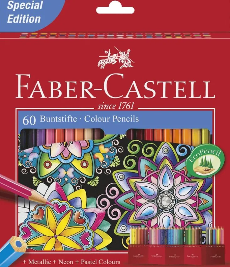 Färgpenna 60 färger bas pastell, neon & metallic