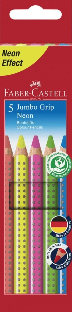 Färgpenna Faber-Castell Jumbo Grip Neon 5 färger
