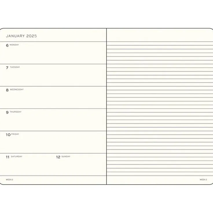 Kalender 2025 A5 Vecka/Sida notes soft Apricot