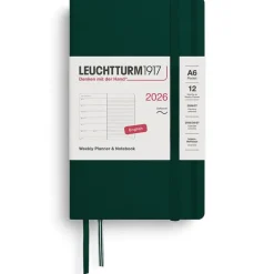 Kalender 2026 A6 Weekly Planner & Notebook Soft Forest Green