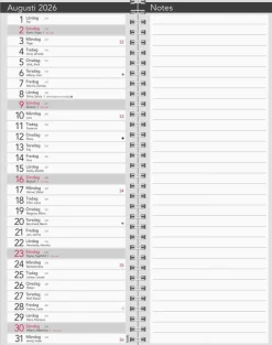 Kalender 2026 Bordskalender Elegant spiral