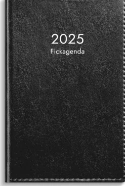Kalender 2025 Fickagenda svart konstläder