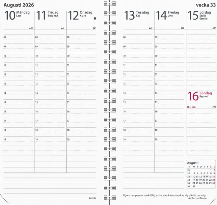 Kalender 2026 Interplano II svart plast