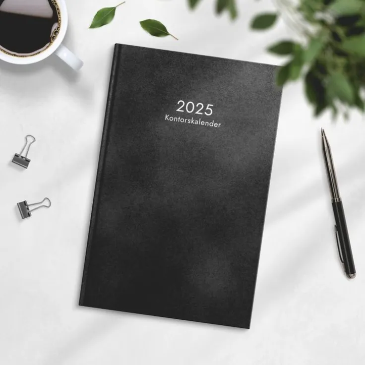 Kalender 2025 Kontorskalender svart konstläder