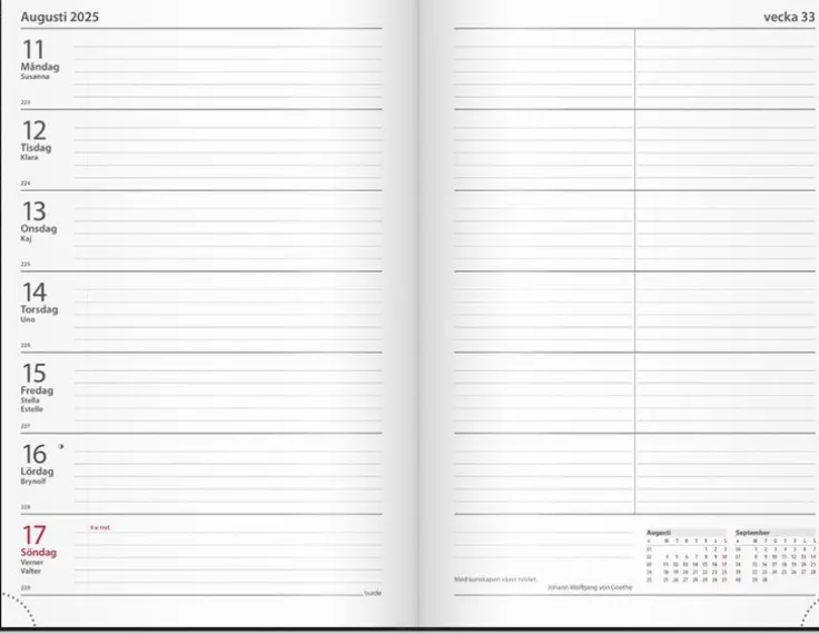 Kalender 2025 Kontorskalender svart konstläder