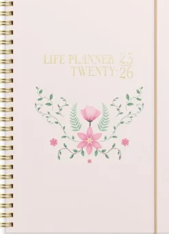 Kalender 2025-2026 Life Planner Pink Horisontell