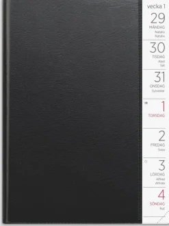 Kalender 2026 Liten Veckokalender svart plast