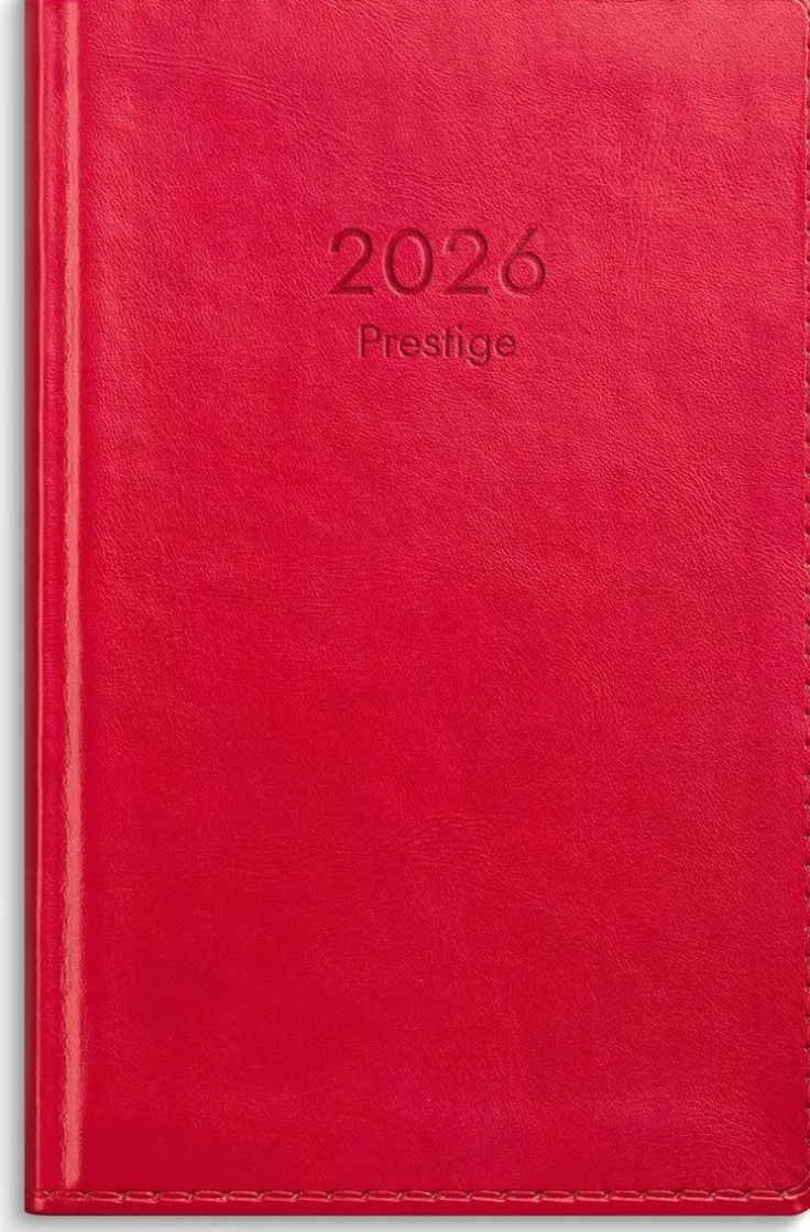 Kalender 2026 Prestige rött konstläder