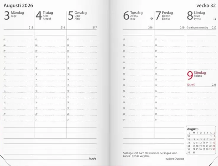 Kalender 2026 Prestige rött konstläder