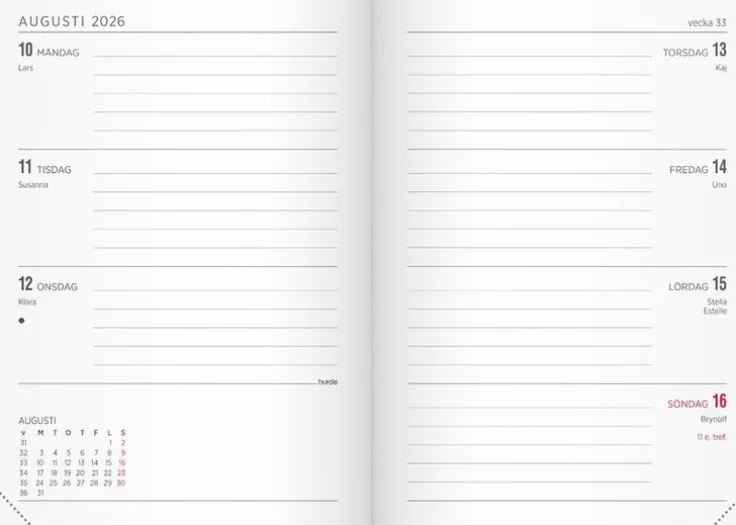 Kalender 2026 Senator A6 Vega rosa