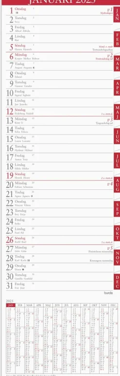 Kalender 2025 Stor Bordskalender flik