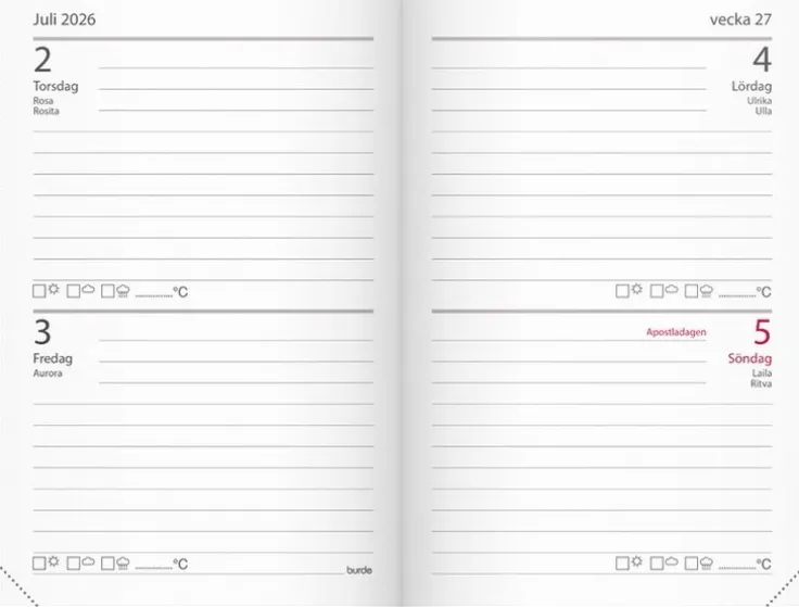 Kalender 2026 Stora Fick svart konstläder