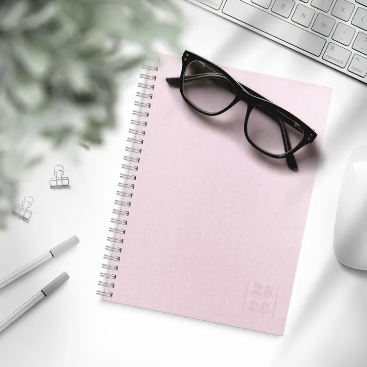 Kalender 2025-2026 Study A5 Textile rosa