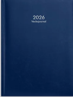 Kalender 2026 Veckojournal blått konstläder