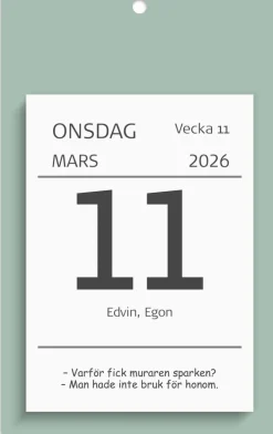 Kalender 2026 Väggplån med dagblock Humor