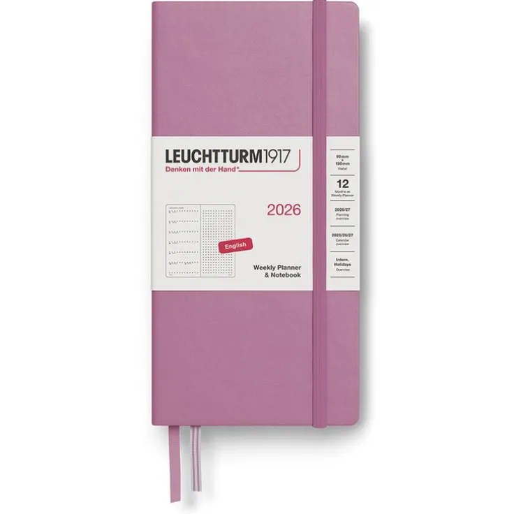 Kalender 2026 Weekly Planner & Notebook Dotted Wallet Dusty Rose