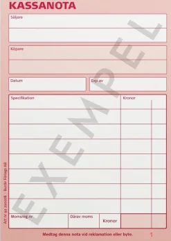 Kassanota A6, numrerad, 2 x 50 blad