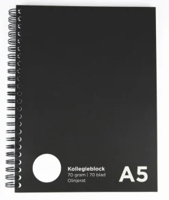Kollegieblock A5 olinjerat svart
