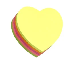 Notisblock Stick'n 67x67mm hjärta 5 neonfärger