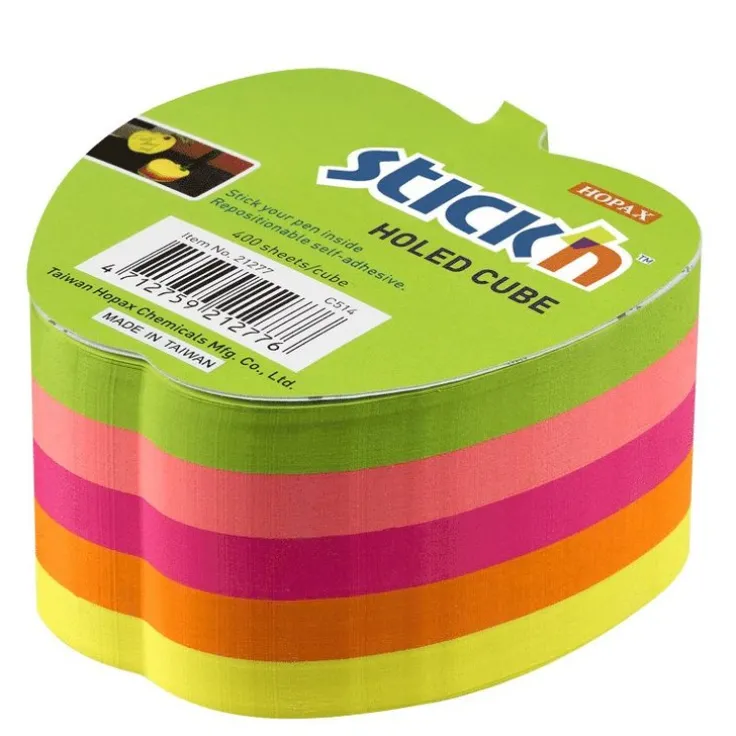 Notisblock Stick'n 76x76mm äppelform 5 neonfärger