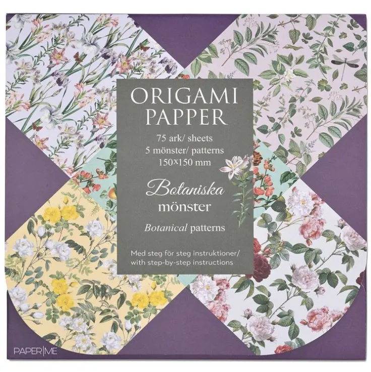 Origami Botaniska mönster 75 ark i 5 motiv