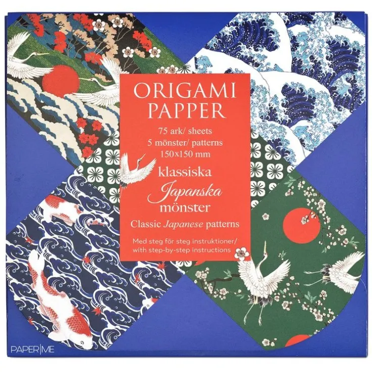 Origami Klassiska Japanska mönster 75 ark i 5 motiv