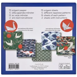 Origami Klassiska Japanska mönster 75 ark i 5 motiv