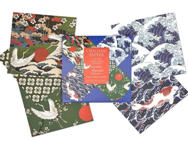 Origami Klassiska Japanska mönster 75 ark i 5 motiv