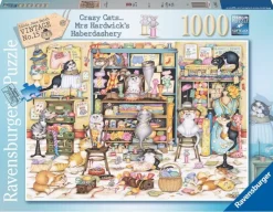 Pussel 1000 bitar - Crazy Cats Haberdashery