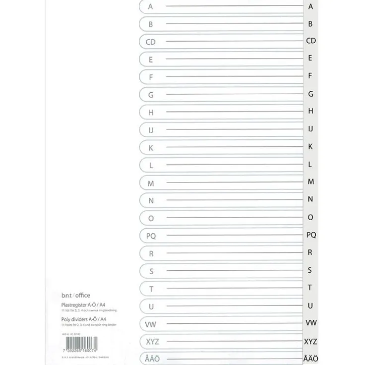 Register A4 A-Ö plast grå
