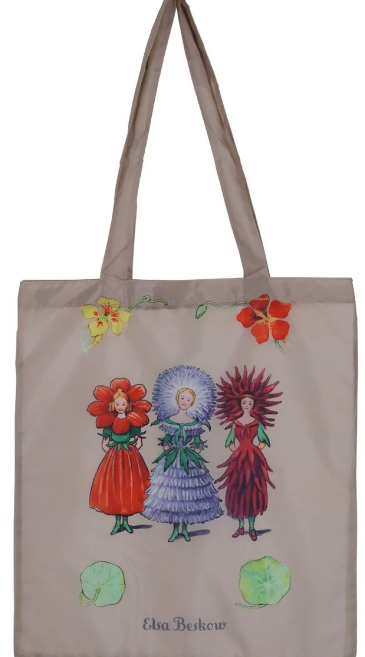 Tygkasse Elsa Beskow Blomsterflickorna beige