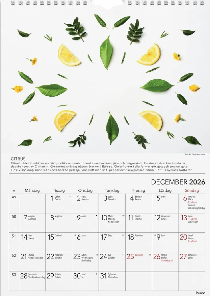 Väggkalender 2026 Gröna tips