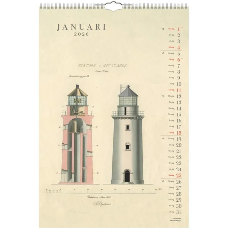 Väggkalender 2026 Svenska fyrar